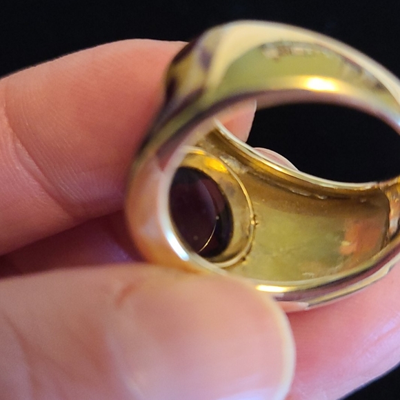 14k yellow gold with purple and orange inlay ring - Picture 4 of 8